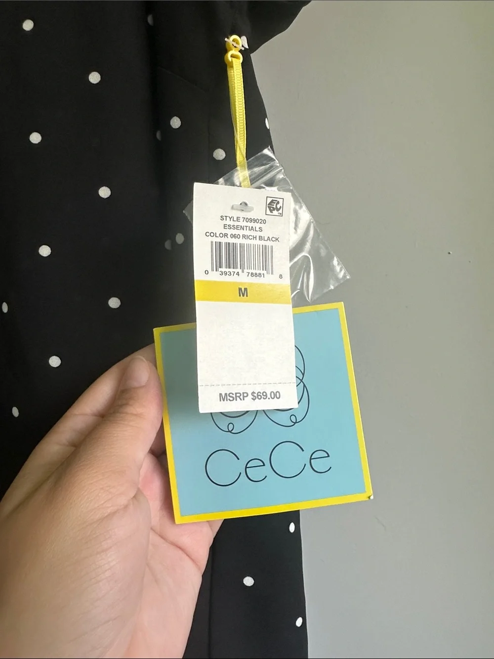 CeCe Black Polka Dot Short Sleeve Blouse